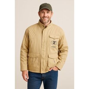 Tan NRA National Rifle Association Life Member Jacket Quilted Shoulder Pockets